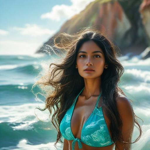 Adventurous Fit Woman on Ocean Cliff