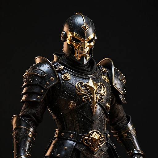 Gilded Metal Golem in Black Armor