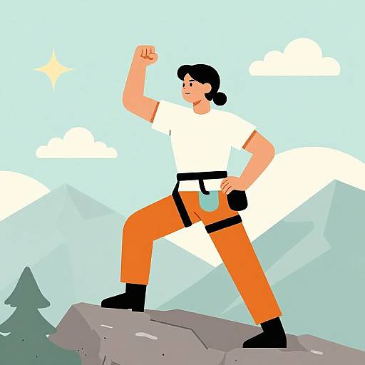 Retro Climber Defiant on Mountain