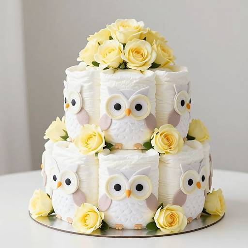 Whimsical Owl Diaper Cake Centerpiece