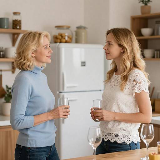 Warm Interaction in a Cozy Kitchen