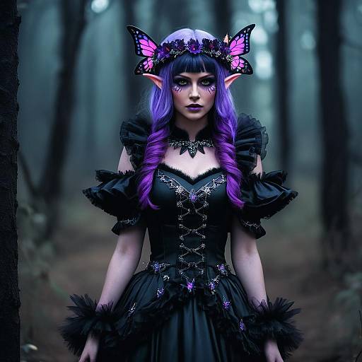 Enchanted Elf Druid in Dark Forest