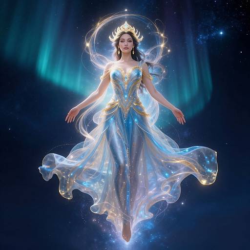 Radiant Theia Goddess in Cosmic Space