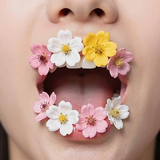 Artistic Close-Up of Floral Lips