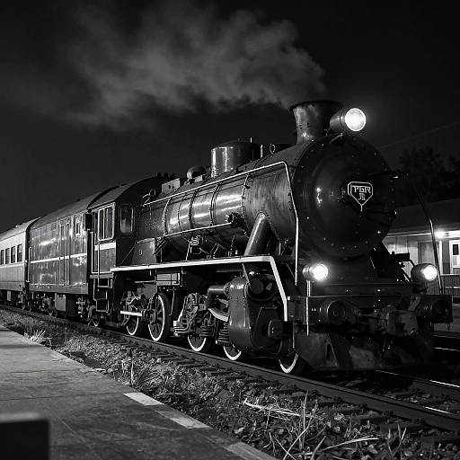 Noir Steam Train Cinematic Night Shot