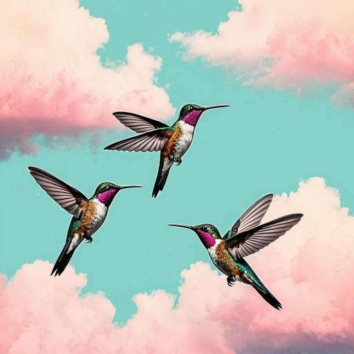 Joyful Hummingbirds with Pastel Clouds Joyful Hummingbirds with Pastel Clouds