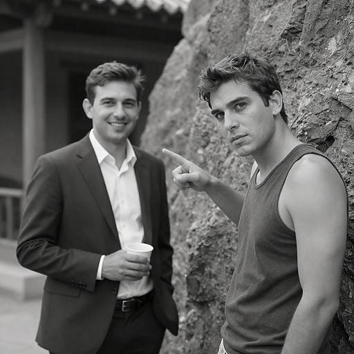 Stylish Black-and-White Outdoor Portrait