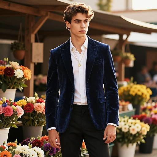 High-Fashion Portrait at Flower Market