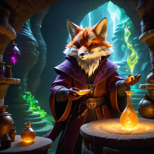 Cinematic Fox Alchemist Brewing Potion