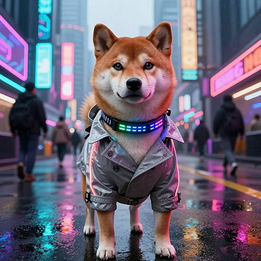 Cyberpunk Shiba Inu in Neon City