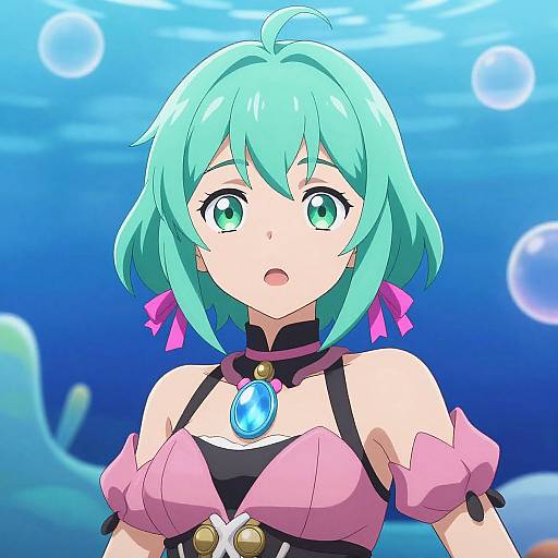 Vibrant Anime Girl with Mint Hair