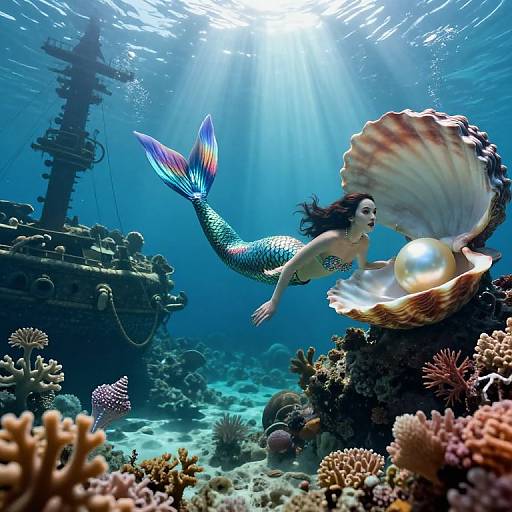 Surreal Mermaid in Underwater Realm