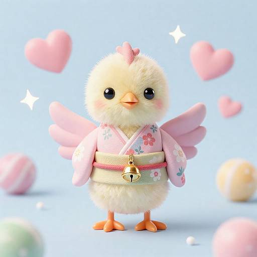 Mini Phoenix Chick in Pastel Kimono