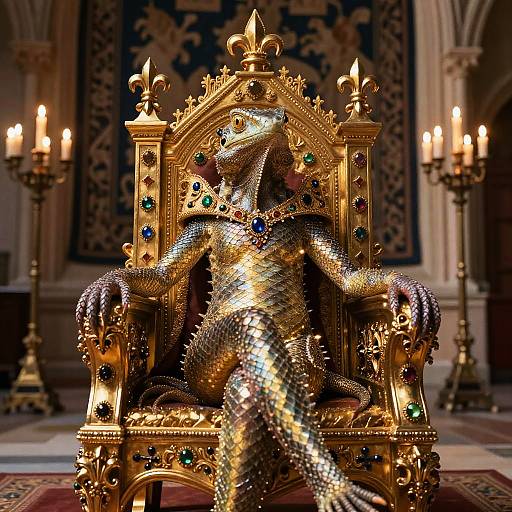 Reptilian Monarch on Golden Throne