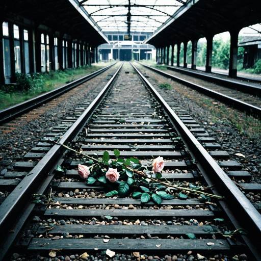 Pink Roses on Abandoned Railway Tracks