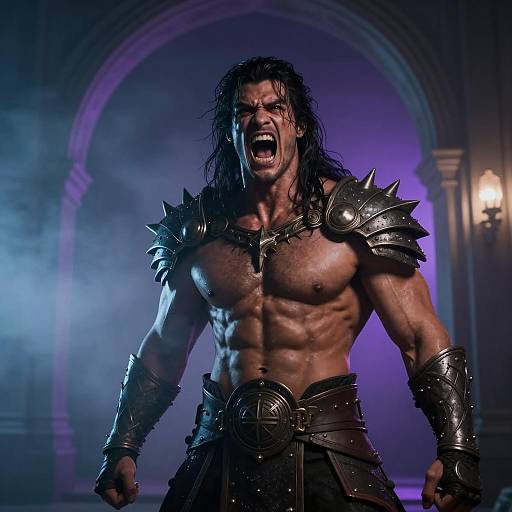 Roaring Warrior in Spiked Armor