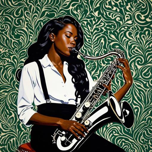 Young Woman Playing Saxophone Digital Painting