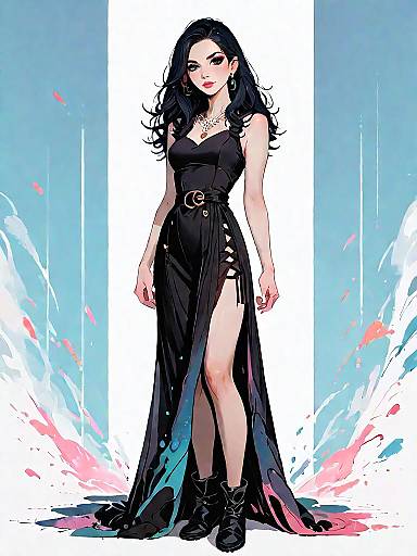 Minimalist Woman in Black Wrap Dress