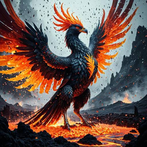Fiery Phoenix on Molten Lava Battlefield