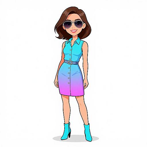 Smiling Woman in Ombre Shirtdress