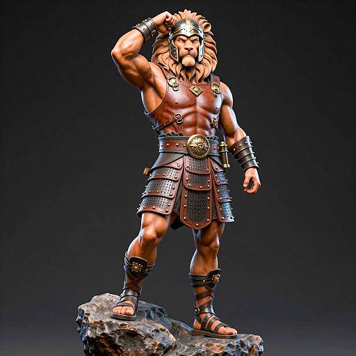Heroic Sculpture of a Muscular Warrior