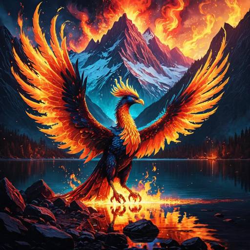 Mystical Phoenix Rising by Mountain Lake