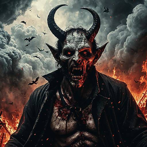 Demonic Punishment in Hell with Burning Flames