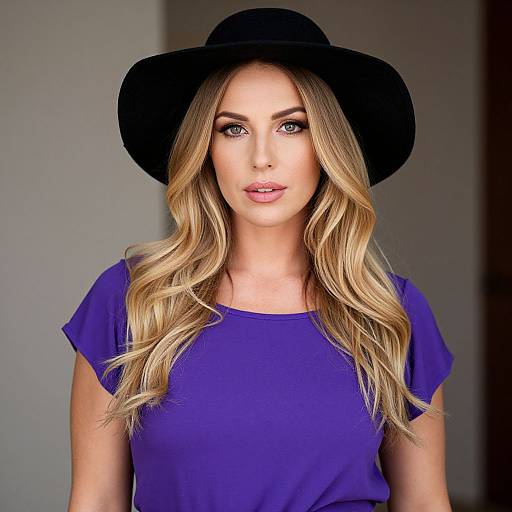 Confident Woman in Purple Top