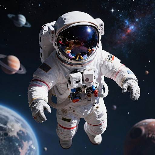 Humanoid Cow Astronaut in Space