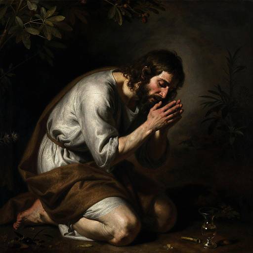 Peter Praying in Gethsemane Night