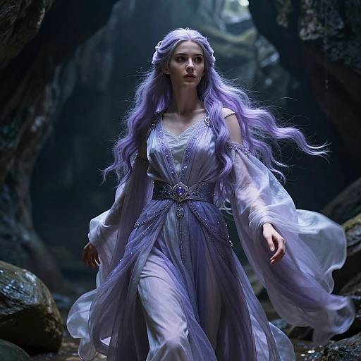 Realistic Magical Sorceress in Cave