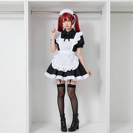 Young Woman in Gothic Lolita Maid Outfit