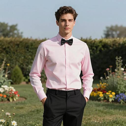 Elegant Groom Portrait in Garden Setting