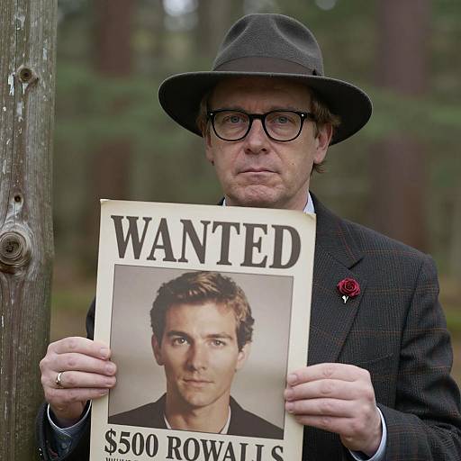 Mysterious Man with Wanted Poster