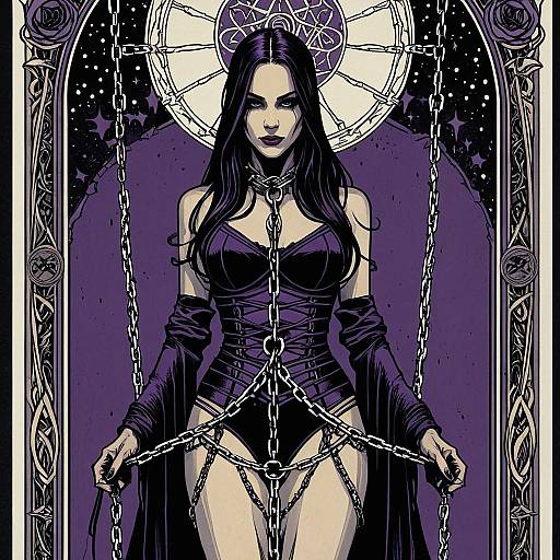 Dark Fantasy Tarot Card Woman Bound in Chains