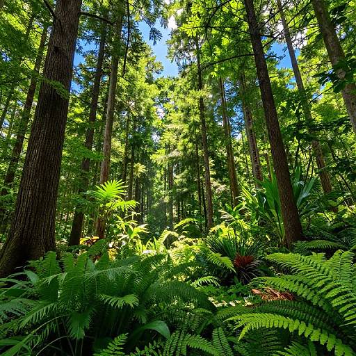 Lush Green Forest in Sunlight