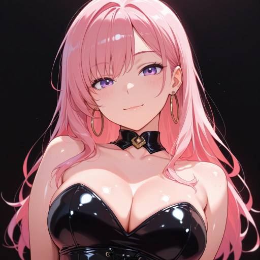 Cheerful Girl with Long Pink Hair Cheerful Girl with Long Pink Hair