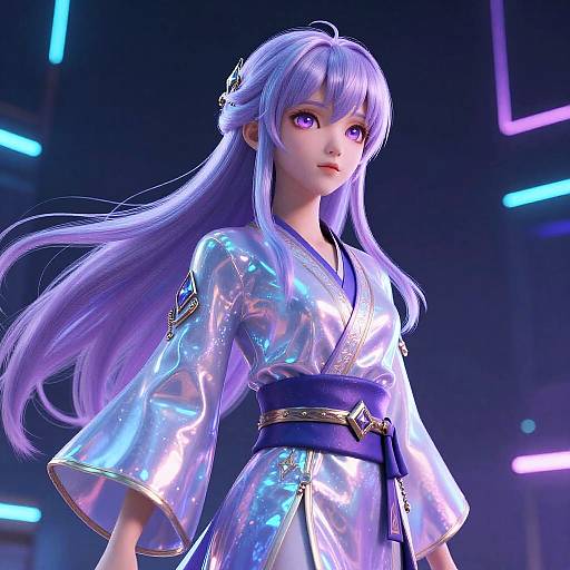 3D Anime Mage in Cyberspace