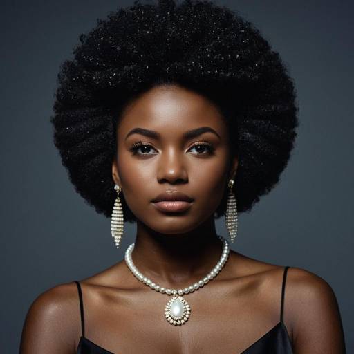 Elegant Dark-Skinned Woman with Afro Ponytail