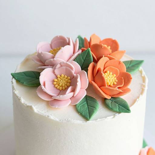 Delicate Fondant Flowers on Cake