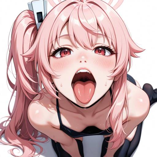 Cute Girl with Pink Hair and Thighhighs