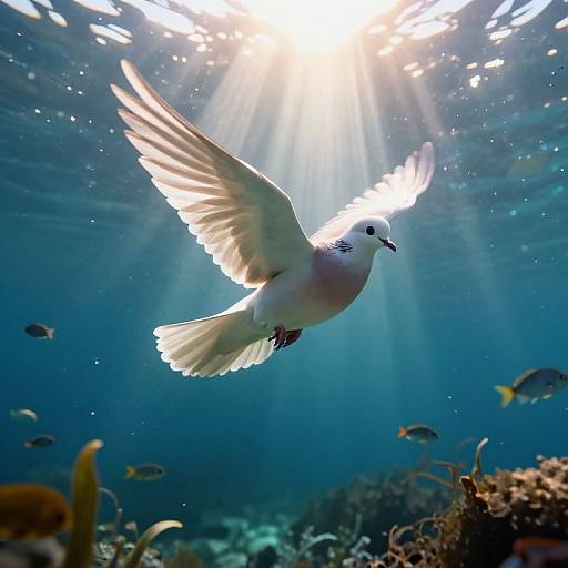 Radiant Dove Over Serene Underwater