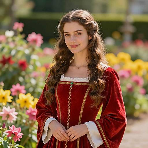 Elegant Young Woman in Medieval Attire