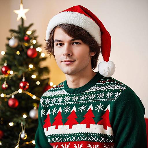 Photorealistic Emo Christmas Sweater Portrait