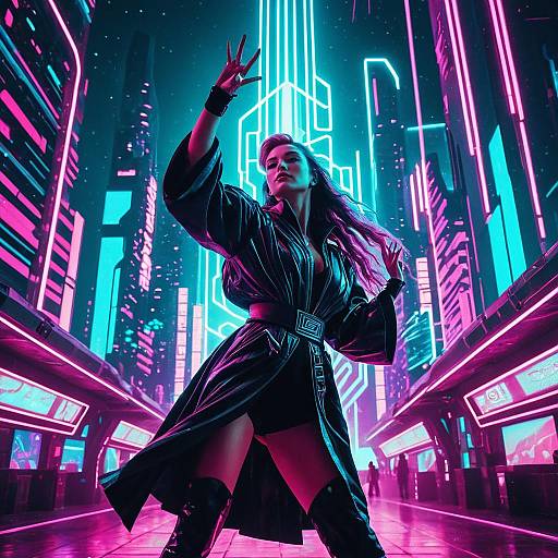 Digital Sorceress in Cyberpunk City