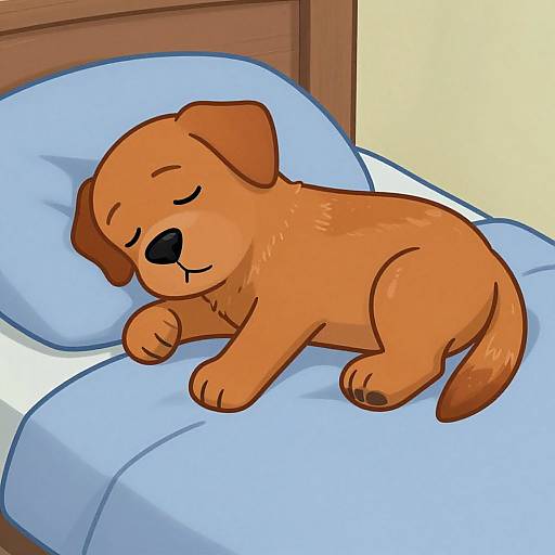Cartoon Fox Red Labrador Puppy Sleeping