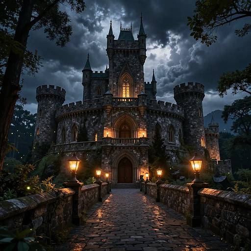 Enchanted Medieval Castle at Night
