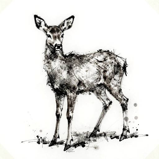 Charcoal Sketch of Expressionist Deer