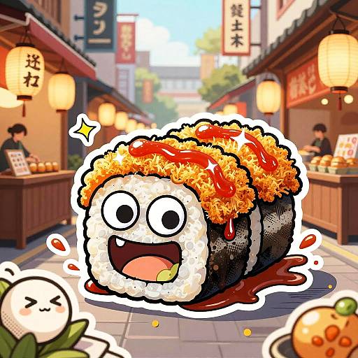 Gleeful Sushi Rolls Mascot Art