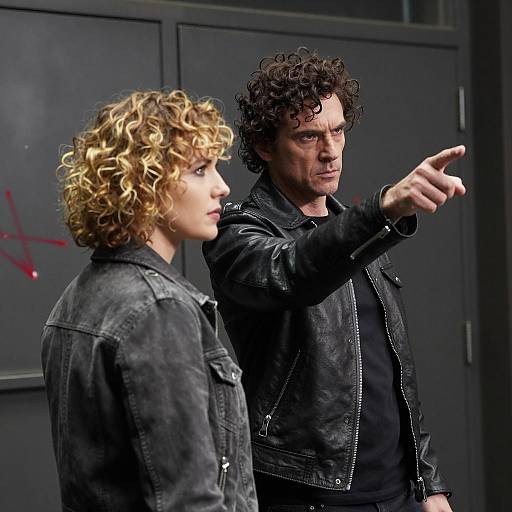 Man Pointing with Woman Standing Nearby